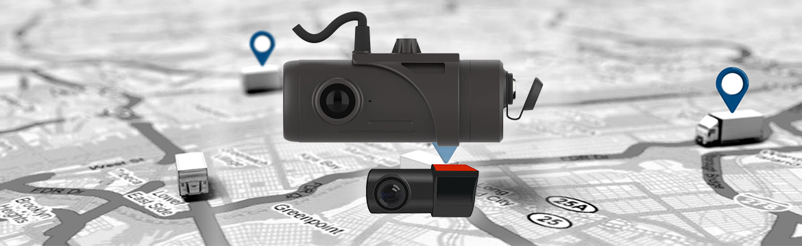 Dual camera dash cam with GPS Tracking